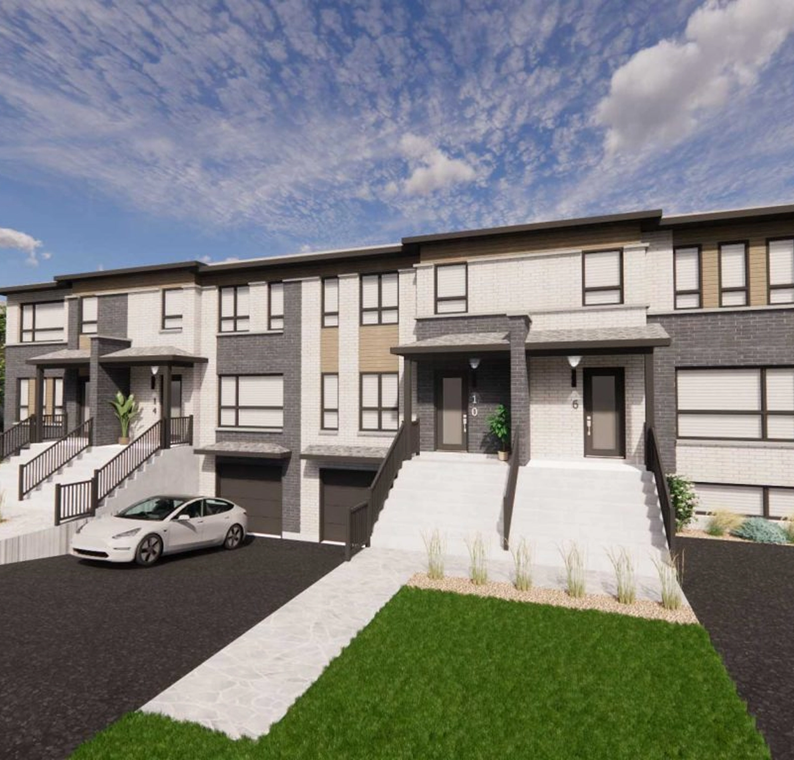 maison de ville neuve saint-constant exterieur entree et garage